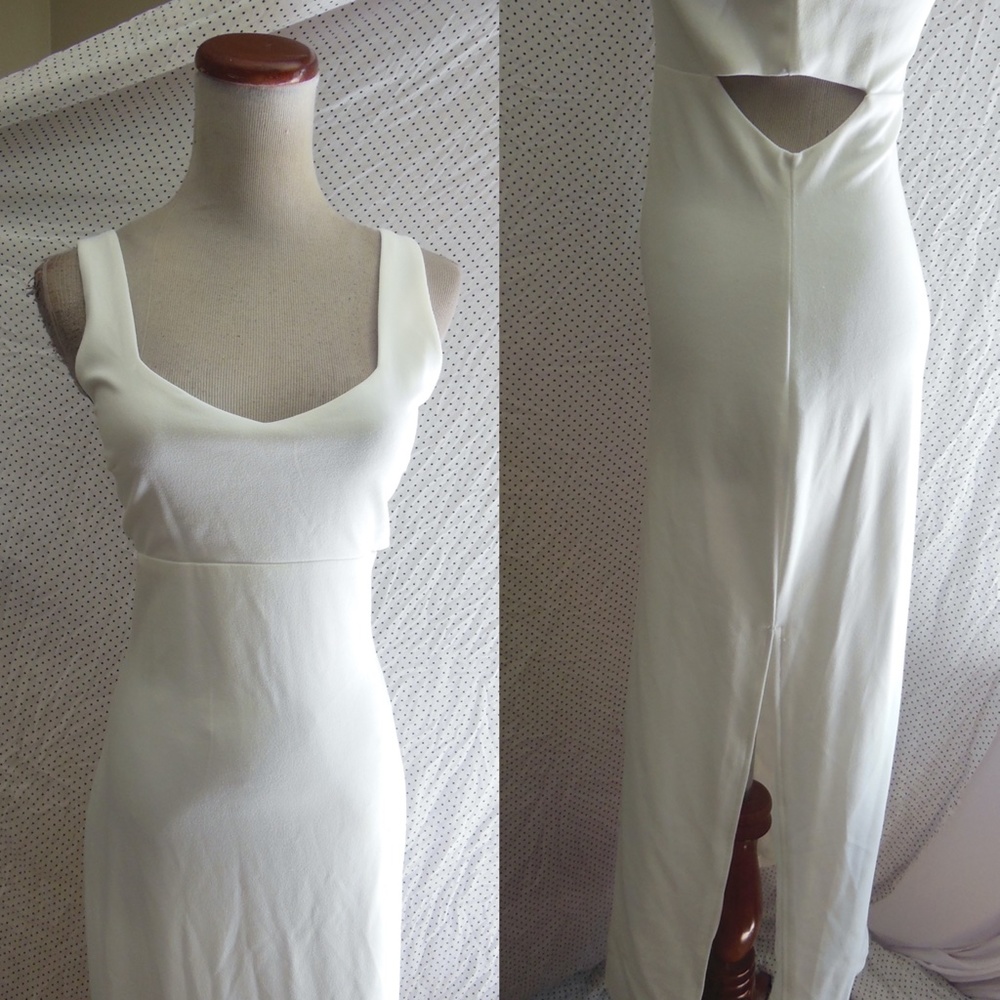NEW LULUS Captivate My Soul WHITE Cutout BODYCON Stretchy COCKTAIL Midi DRESS S - Picture 3 of 16